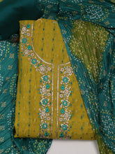 Neck Embroidered Chanderi Unstitched Suit Piece With Dupatta